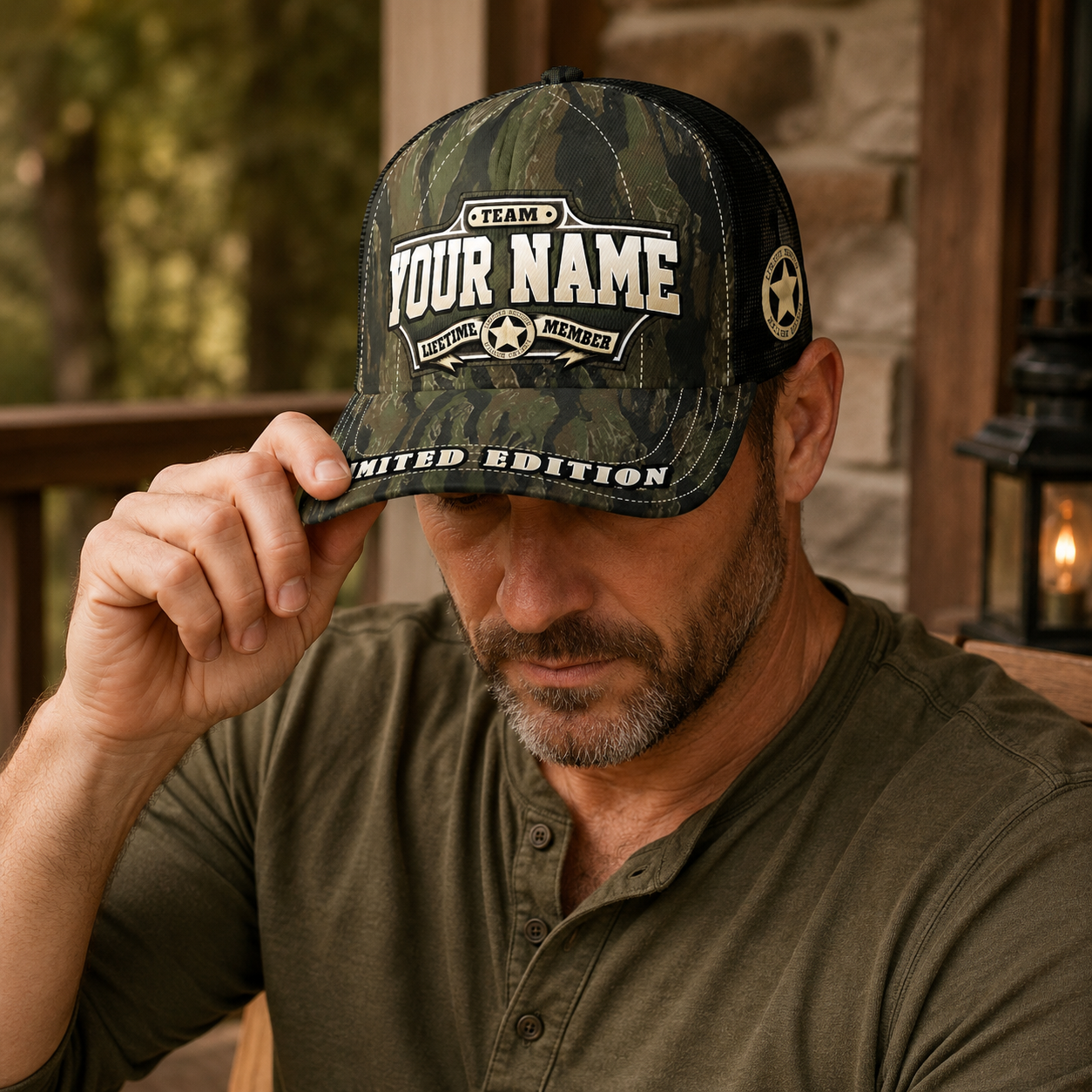 Personalized Lifetime Member Camo Trucker Cap – Custom Name Limited Edition Hat