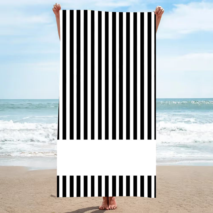Personalized Coastal Stripe Beach Towel – Custom Name Quick-Dry Summer Towel