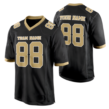 Personalized Midnight Gold Football Jersey – Custom Name & Number Game Day Shirt - GFN01FJ001