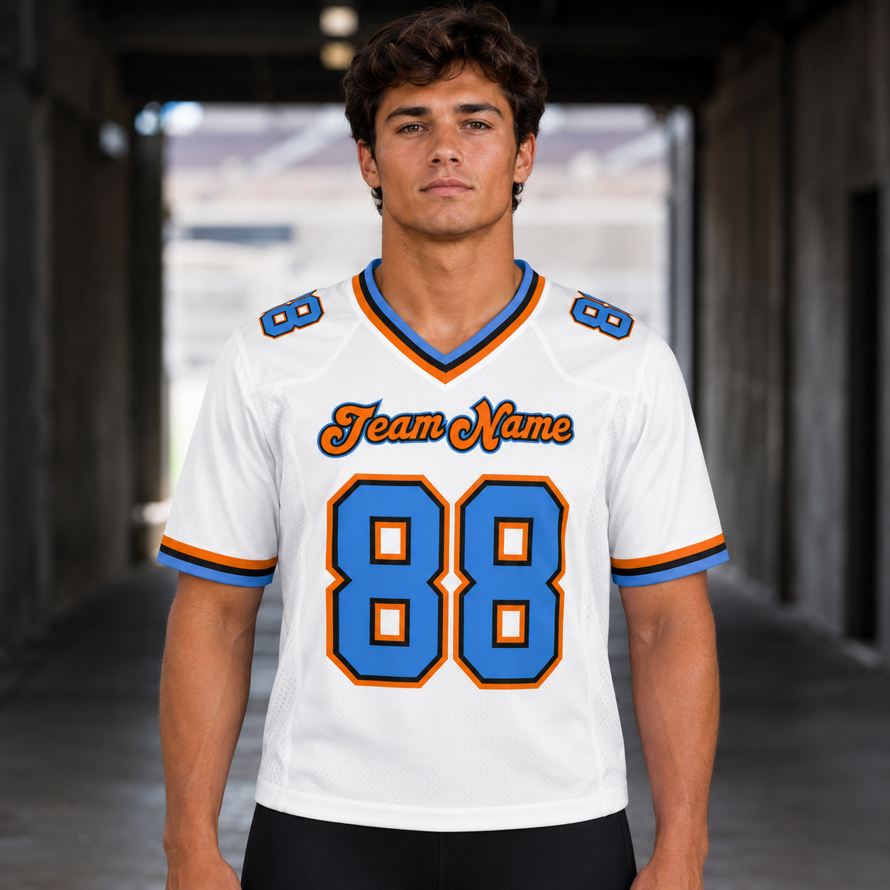 Personalized Blue Blaze Football Jersey – Custom Name & Number Game Day Shirt - GFN01FJ004