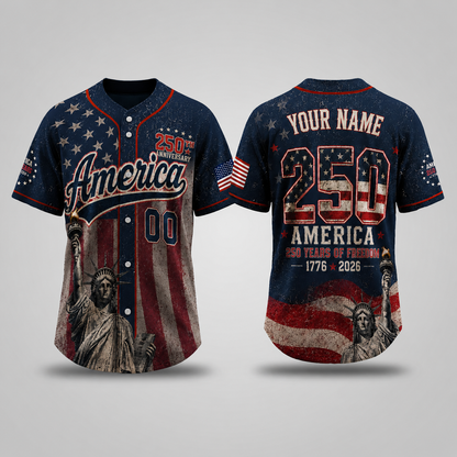 Personalized Liberty Wave 250 Baseball Jersey – Custom Name America Freedom Shirt - GFN01BJ003