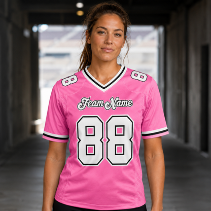 Personalized Pink Thunder Football Jersey – Custom Name & Number Game Day Shirt- GFN01FJ005