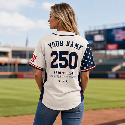 Personalized Freedom Stars 250 Baseball Jersey – Custom Name America Anniversary Shirt - GFN01BJ001