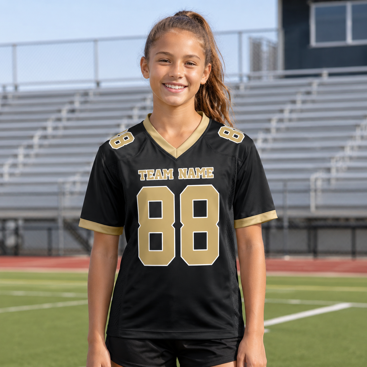 Personalized Midnight Gold Football Jersey – Custom Name & Number Game Day Shirt - GFN01FJ001