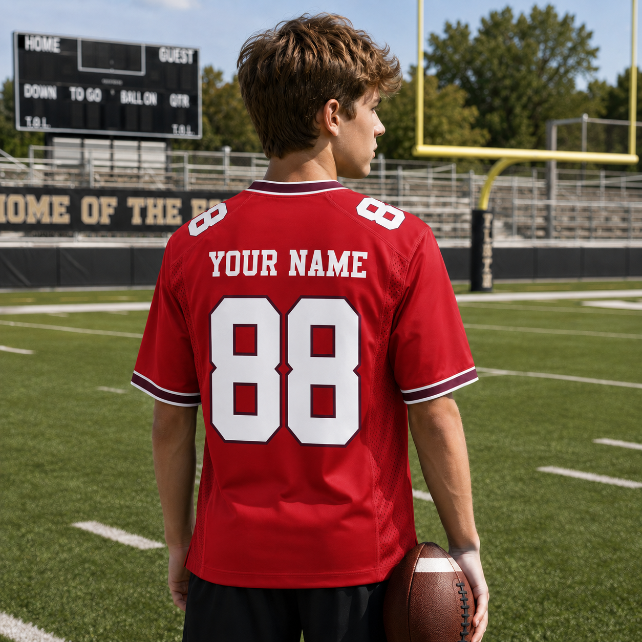 Personalized Crimson Legacy Football Jersey – Custom Name & Number Game Day Shirt - GFN01FJ003