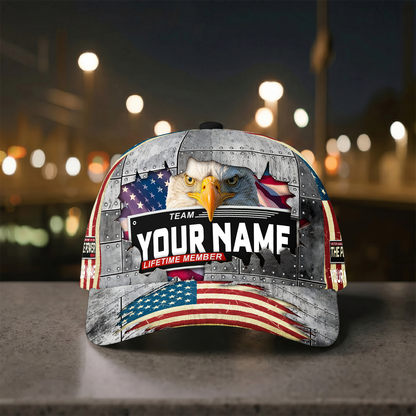 Personalized Eagle Legacy Member Baseball Cap – Custom Name Patriotic Flag Hat