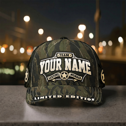 Personalized Lifetime Member Camo Trucker Cap – Custom Name Limited Edition Hat