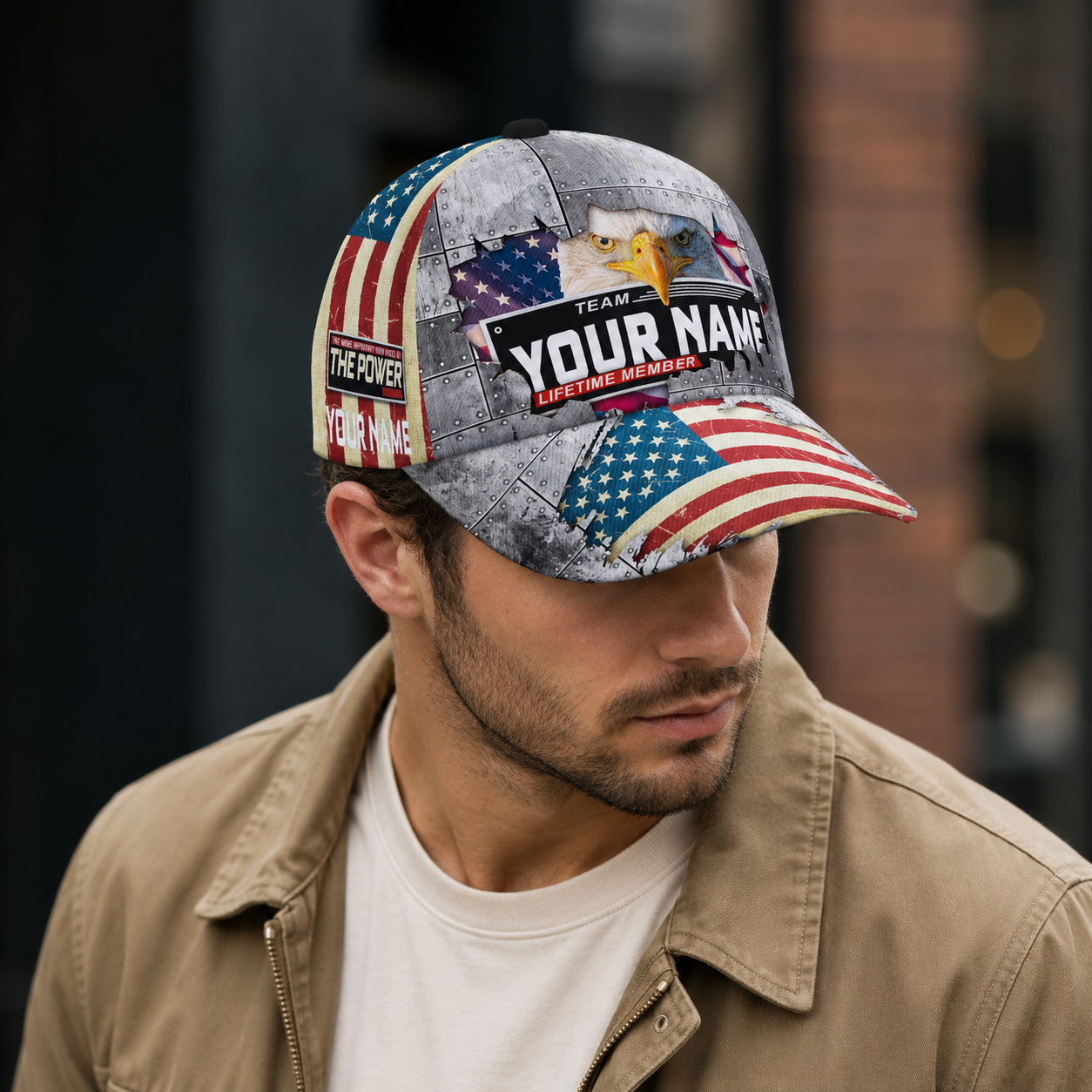 Personalized Eagle Legacy Member Baseball Cap – Custom Name Patriotic Flag Hat