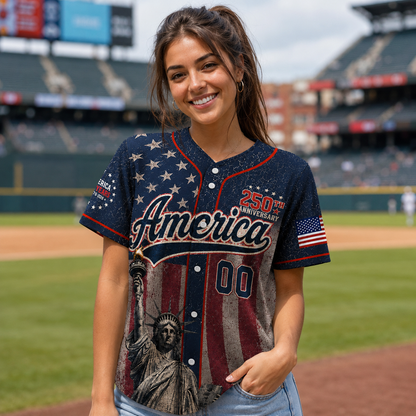 Personalized Liberty Wave 250 Baseball Jersey – Custom Name America Freedom Shirt - GFN01BJ003