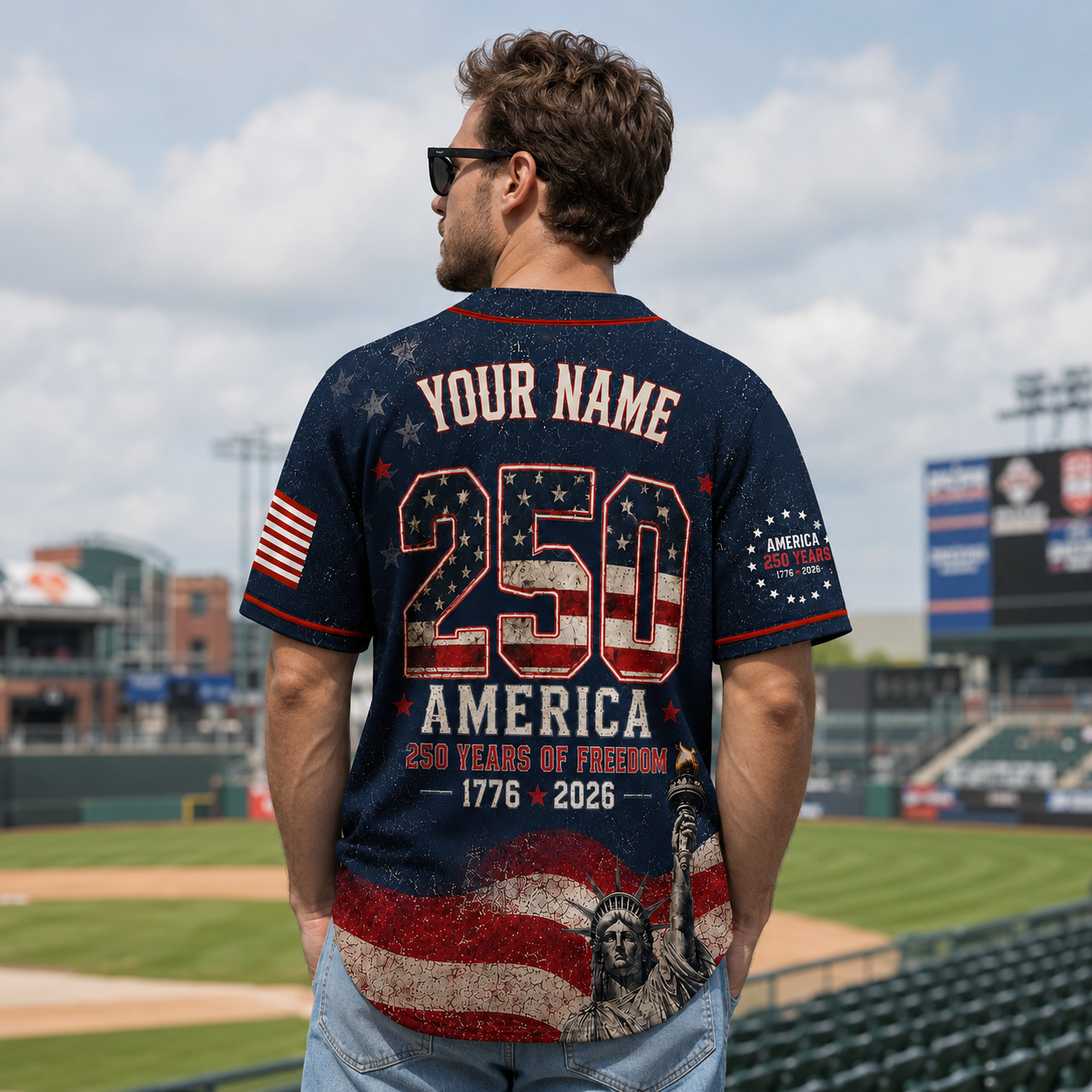 Personalized Liberty Wave 250 Baseball Jersey – Custom Name America Freedom Shirt - GFN01BJ003