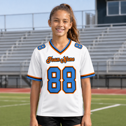 Personalized Blue Blaze Football Jersey – Custom Name & Number Game Day Shirt - GFN01FJ004