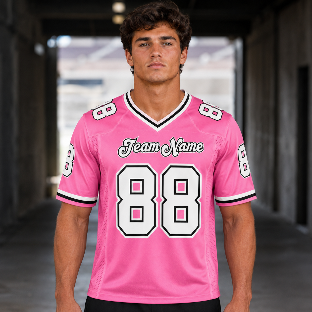 Personalized Pink Thunder Football Jersey – Custom Name & Number Game Day Shirt- GFN01FJ005