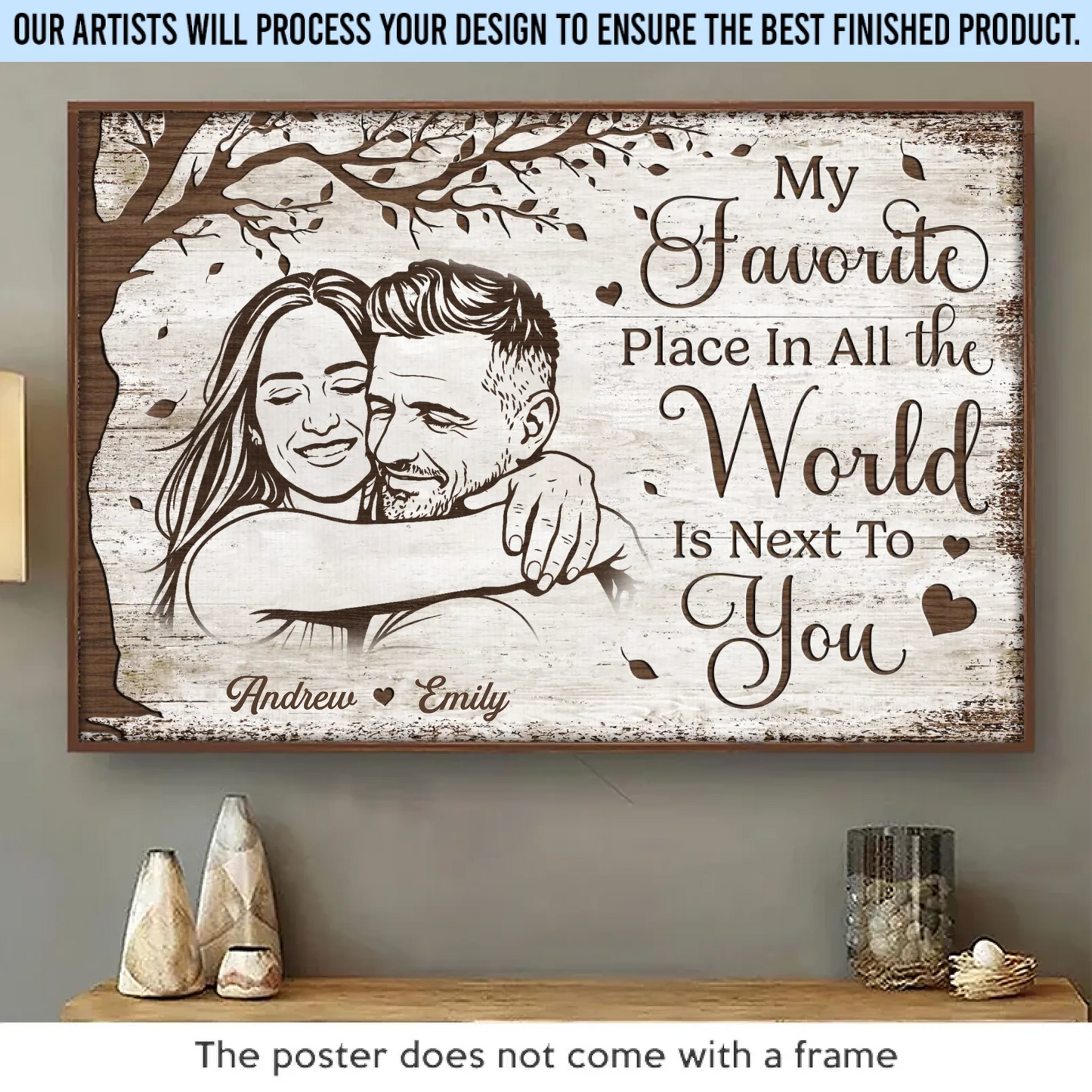 Custom Photo Horizontal Poster - Personalized Anniversary Wedding Gifts For Husband And Wife, Him And Her - Love Grows With You