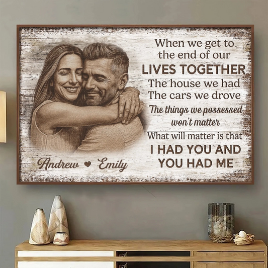 Custom Photo Horizontal Poster - Personalized Anniversary Wedding Gifts For Husband And Wife, Him And Her - Together We Feel Safe