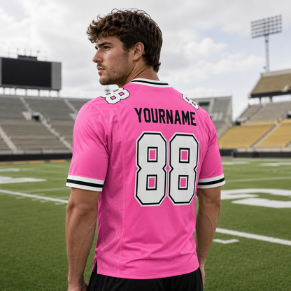 Personalized Pink Thunder Football Jersey – Custom Name & Number Game Day Shirt- GFN01FJ005