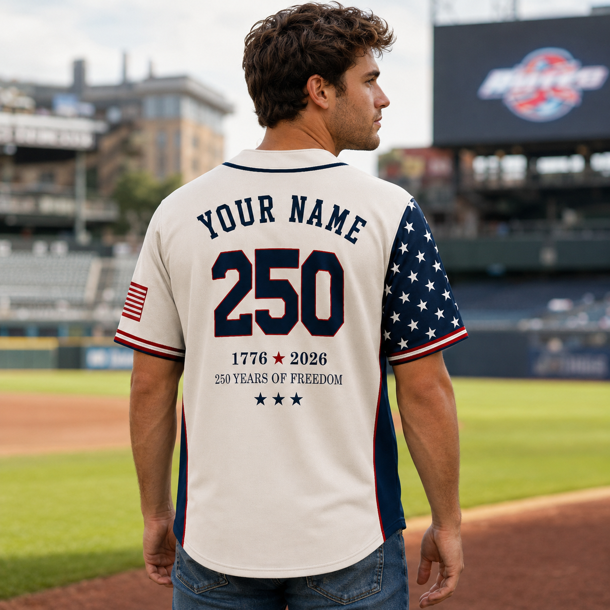 Personalized Freedom Stars 250 Baseball Jersey – Custom Name America Anniversary Shirt - GFN01BJ001