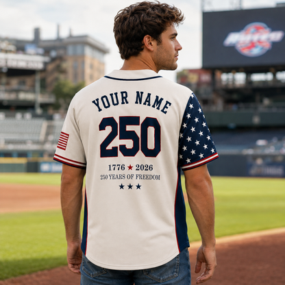 Personalized Freedom Stars 250 Baseball Jersey – Custom Name America Anniversary Shirt - GFN01BJ001