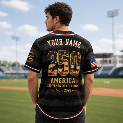 Personalized Midnight Patriot 250 Baseball Jersey – Custom Name America Freedom Shirt - GFN01BJ002