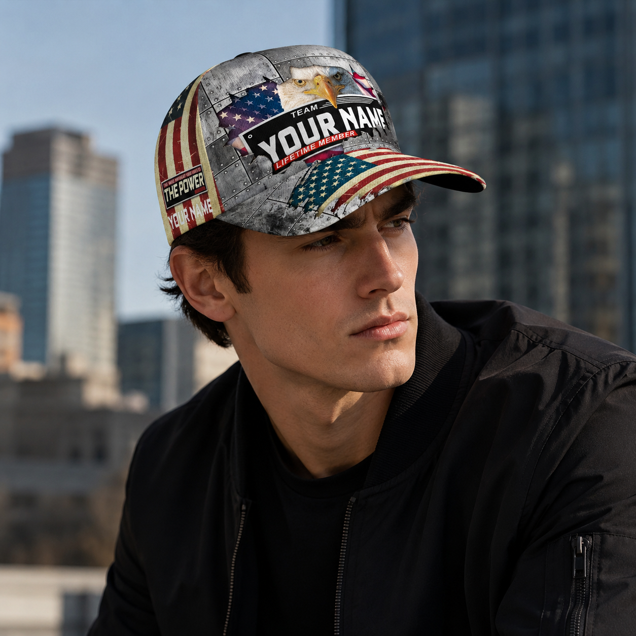 Personalized Eagle Legacy Member Baseball Cap – Custom Name Patriotic Flag Hat