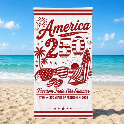 Personalized America 250 Freedom Summer Beach Towel – Custom Name Patriotic Quick-Dry Towel