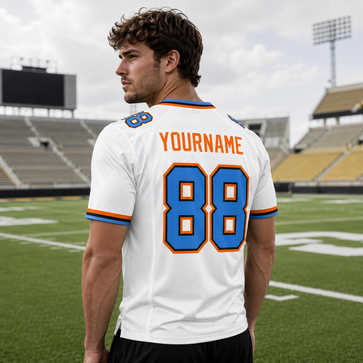 Personalized Blue Blaze Football Jersey – Custom Name & Number Game Day Shirt - GFN01FJ004