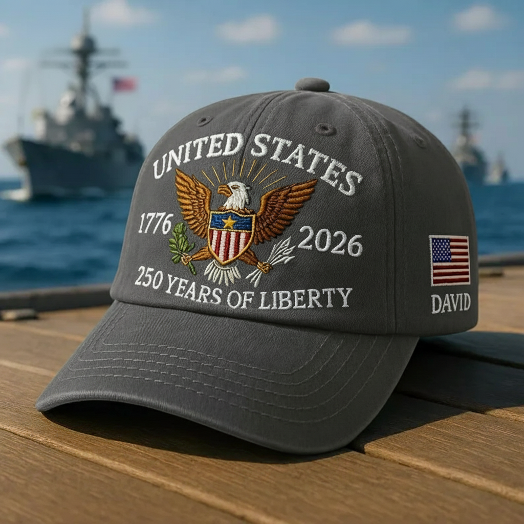 Custom Name United States 250th Anniversary Hat – 1776–2026 Patriotic Eagle Cap, Custom Embroidered USA Flag Veteran Gift Made in America