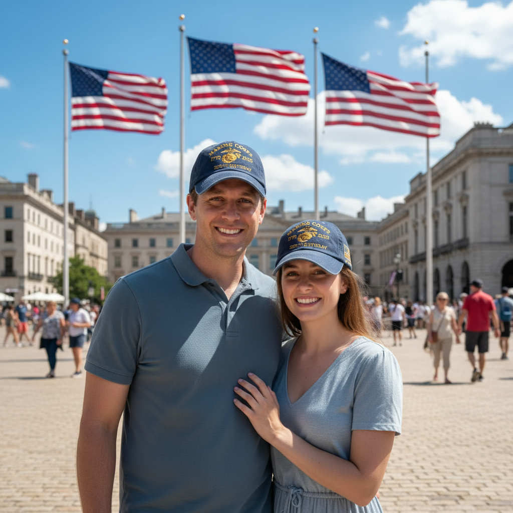 Custom Name Marine Corps 250th Birthday Hat – 1775–2025 USMC Eagle Globe Anchor Embroidered Cap, Personalized Gift for Veterans