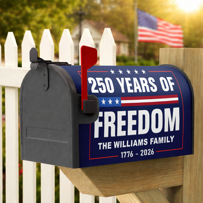 Custom Family Name 250 Years of Freedom We The People Patriotic Mailbox Cover