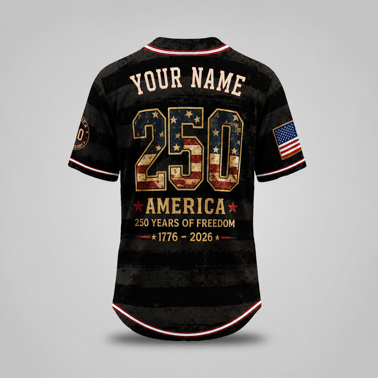 Personalized Midnight Patriot 250 Baseball Jersey – Custom Name America Freedom Shirt - GFN01BJ002