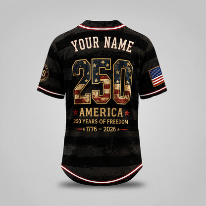 Personalized Midnight Patriot 250 Baseball Jersey – Custom Name America Freedom Shirt - GFN01BJ002