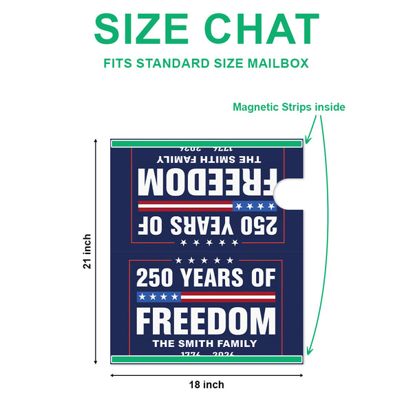 Custom Family Name 250 Years of Freedom We The People Patriotic Mailbox Cover
