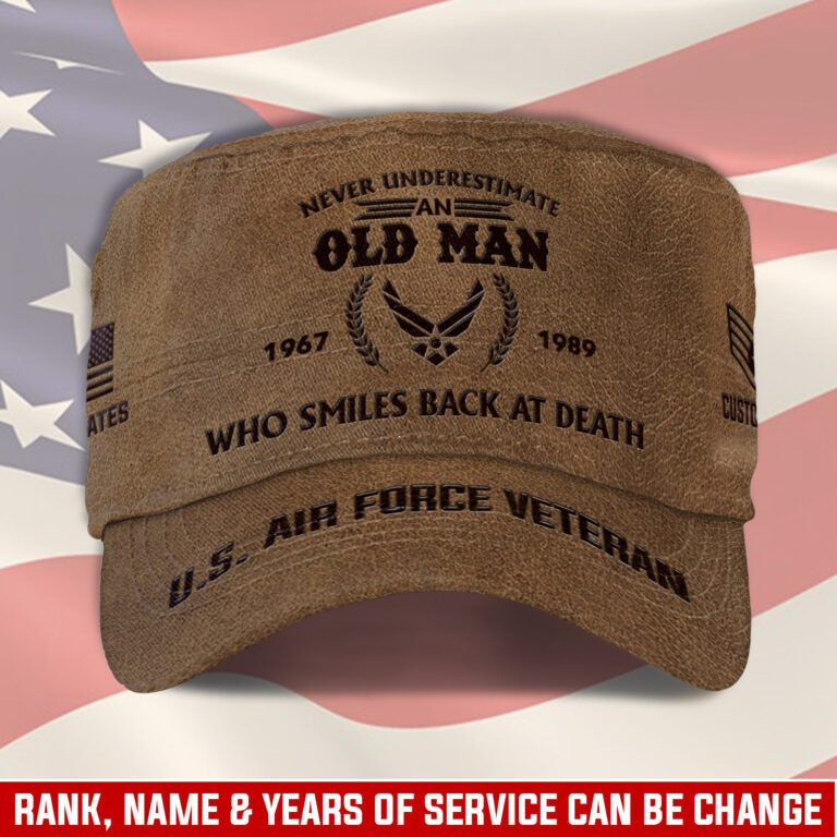 Personalized US Veteran Cap - Military Cap - Who Smiles Back At Death