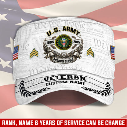 Personalized US Veteran Cap - Military Cap - Proudly Served