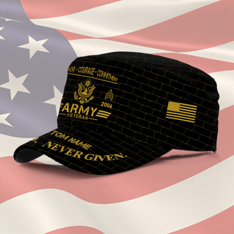 Personalized US Veteran Cap - Military Cap - Earned Never Given