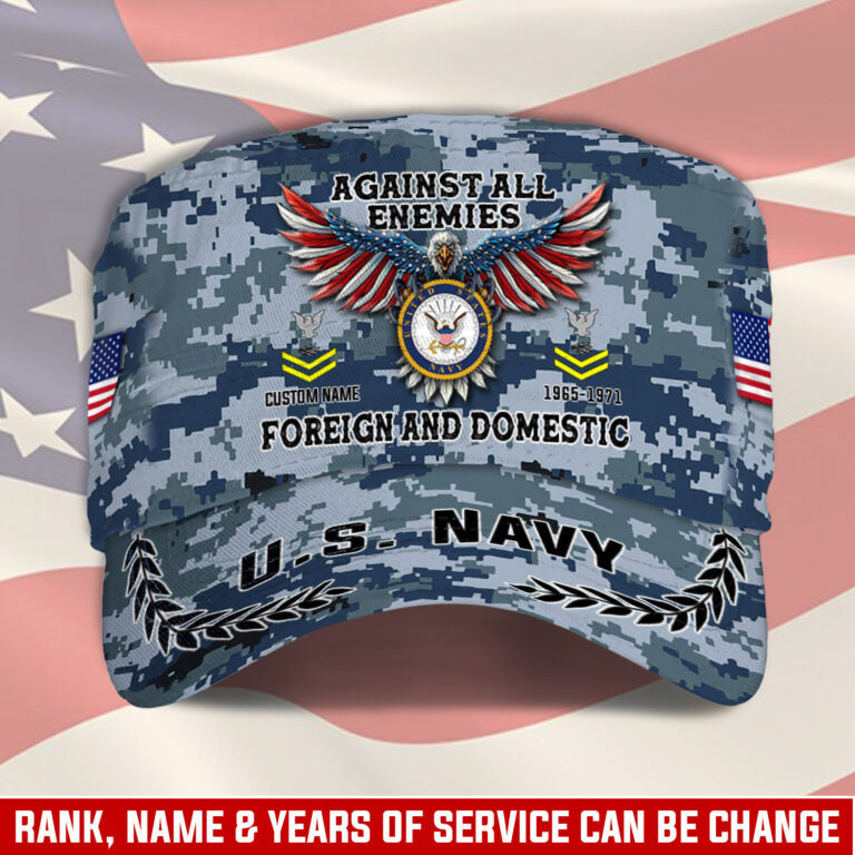 Personalized US Veteran Cap - Military Cap - Foreign And Domestic