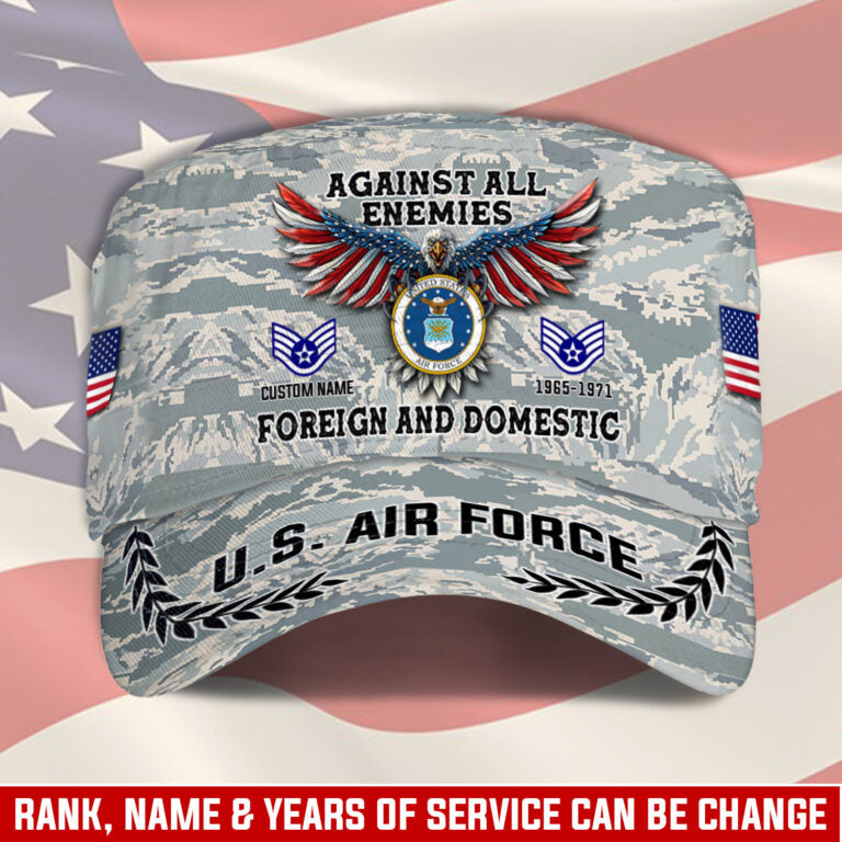 Personalized US Veteran Cap - Military Cap - Foreign And Domestic