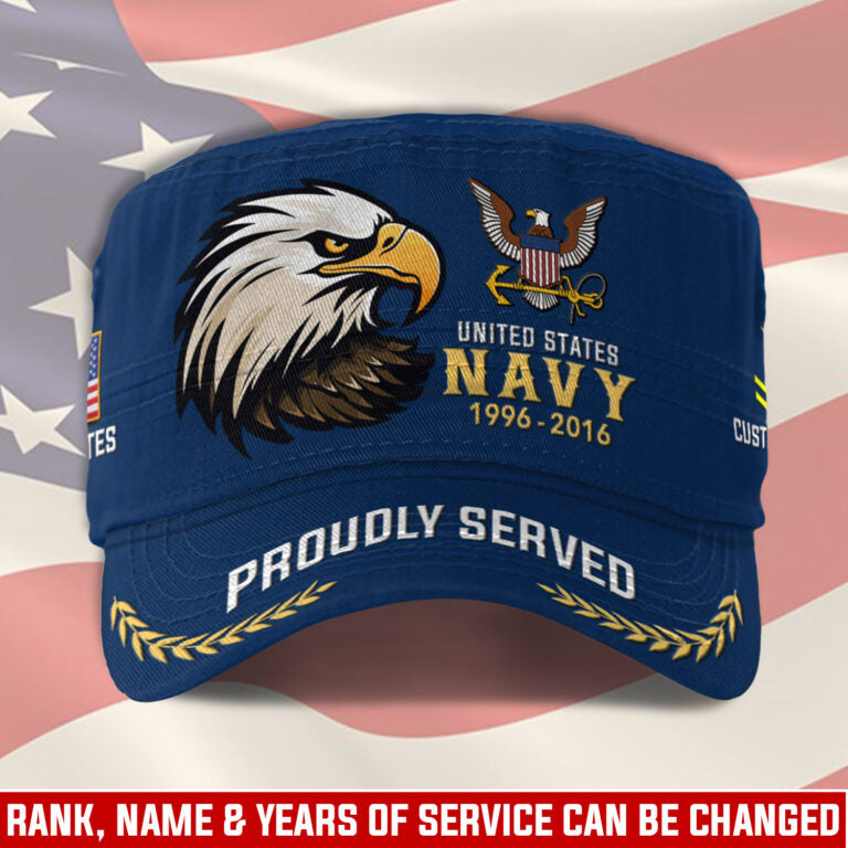 Personalized US Veteran Cap - Military Cap - E 8 Gold