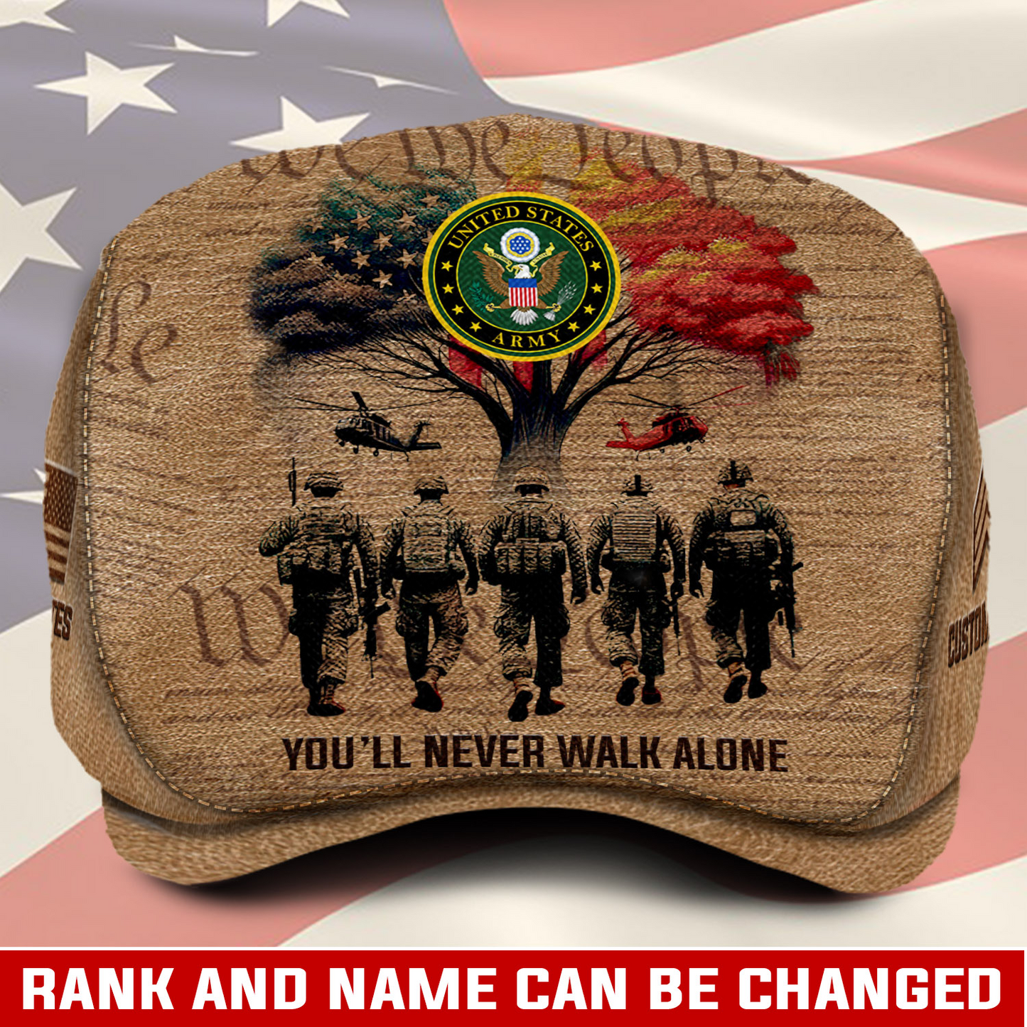 Personalized U.S. Army Rank Jeff Cap