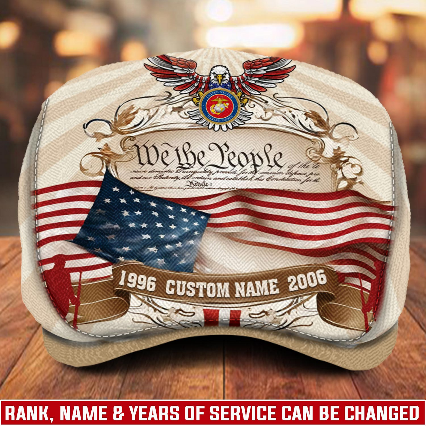 Personalized U.S. Marine Corps  Veteran Cap – Custom Name & Years of Service