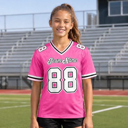 Personalized Pink Thunder Football Jersey – Custom Name & Number Game Day Shirt- GFN01FJ005