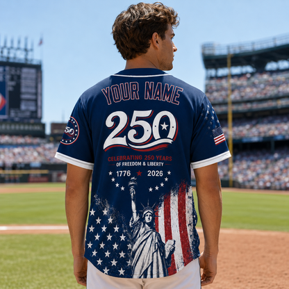 Personalized Liberty Navy 250 Baseball Jersey – Custom Name America Freedom Shirt - GFN01BJ005