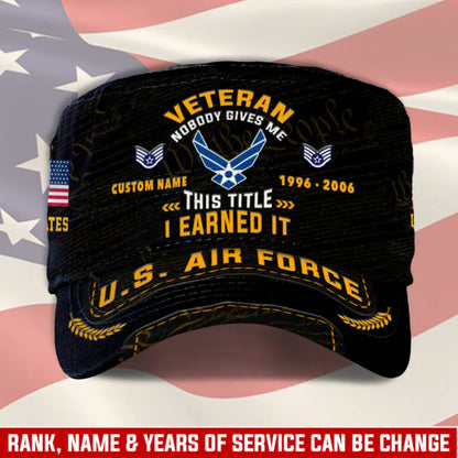 Personalized US Veteran Cap - Military Cap - This Title I Earned It