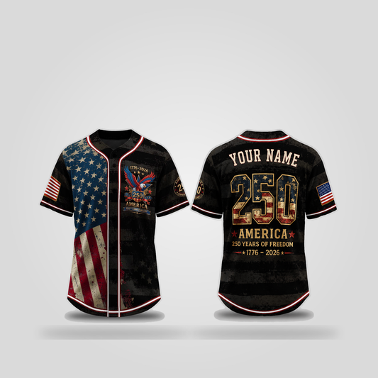 Personalized Midnight Patriot 250 Baseball Jersey – Custom Name America Freedom Shirt - GFN01BJ002