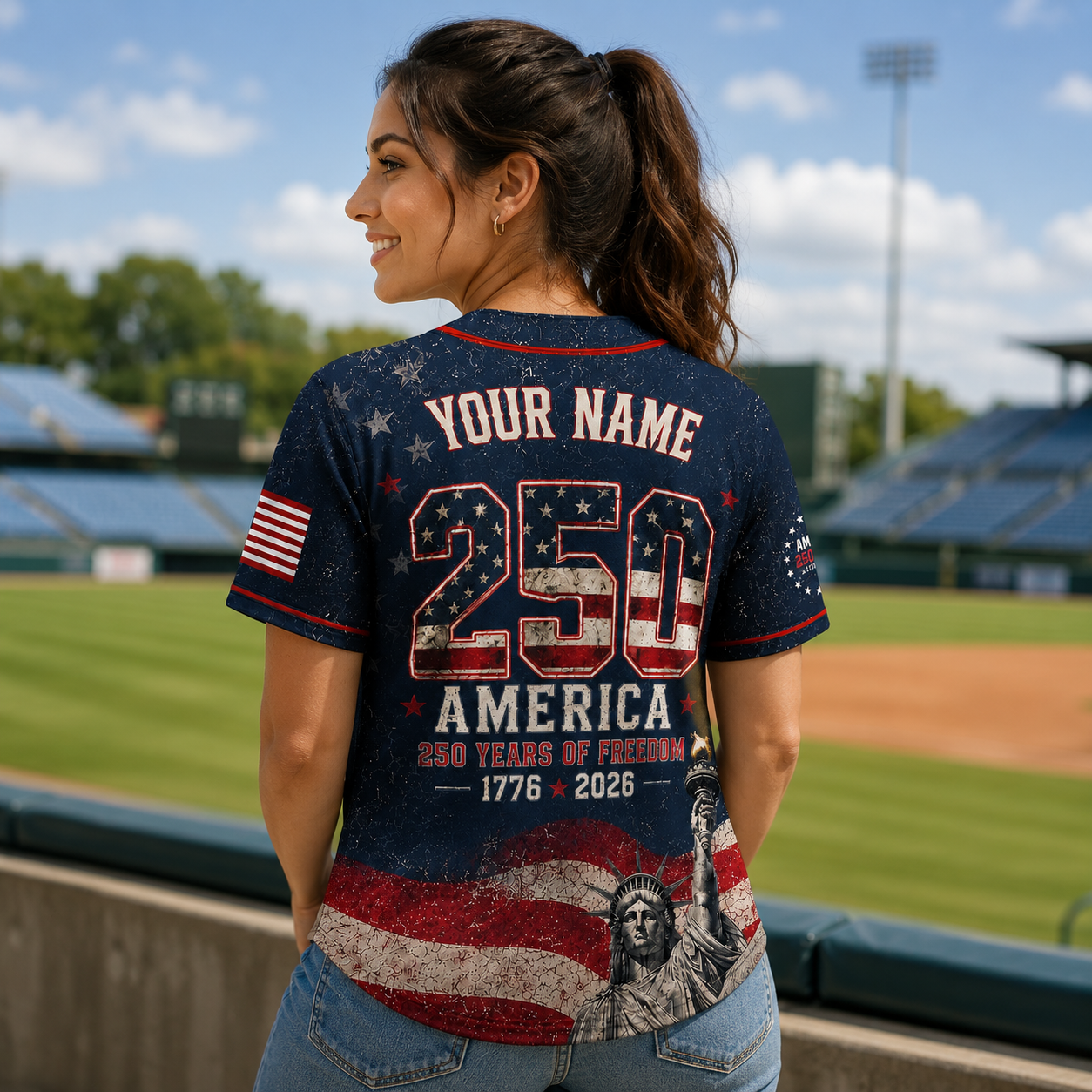 Personalized Liberty Wave 250 Baseball Jersey – Custom Name America Freedom Shirt - GFN01BJ003