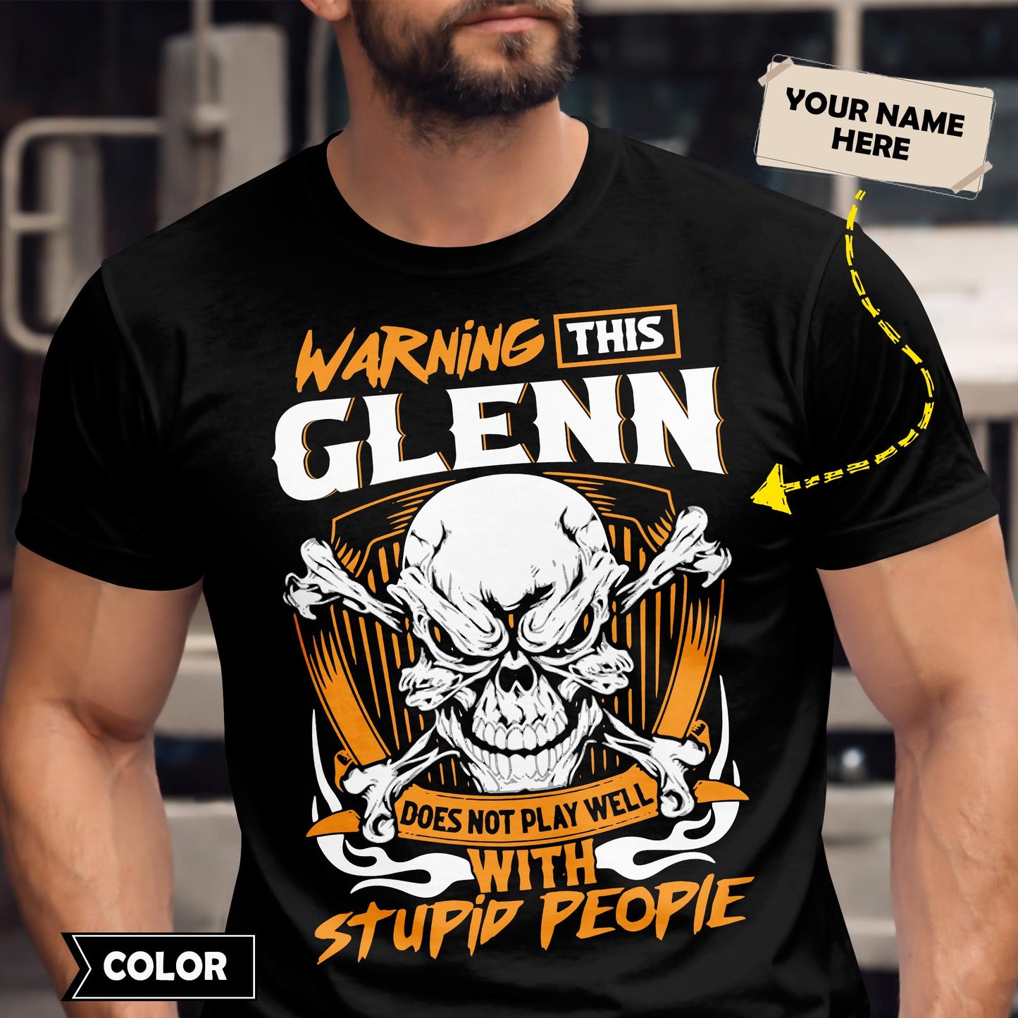GLENN - TC01TS003 - Warning This GLENN Does Not Play Well With Stupid People - Personalized Shirt, Premium Gift for Anniversary