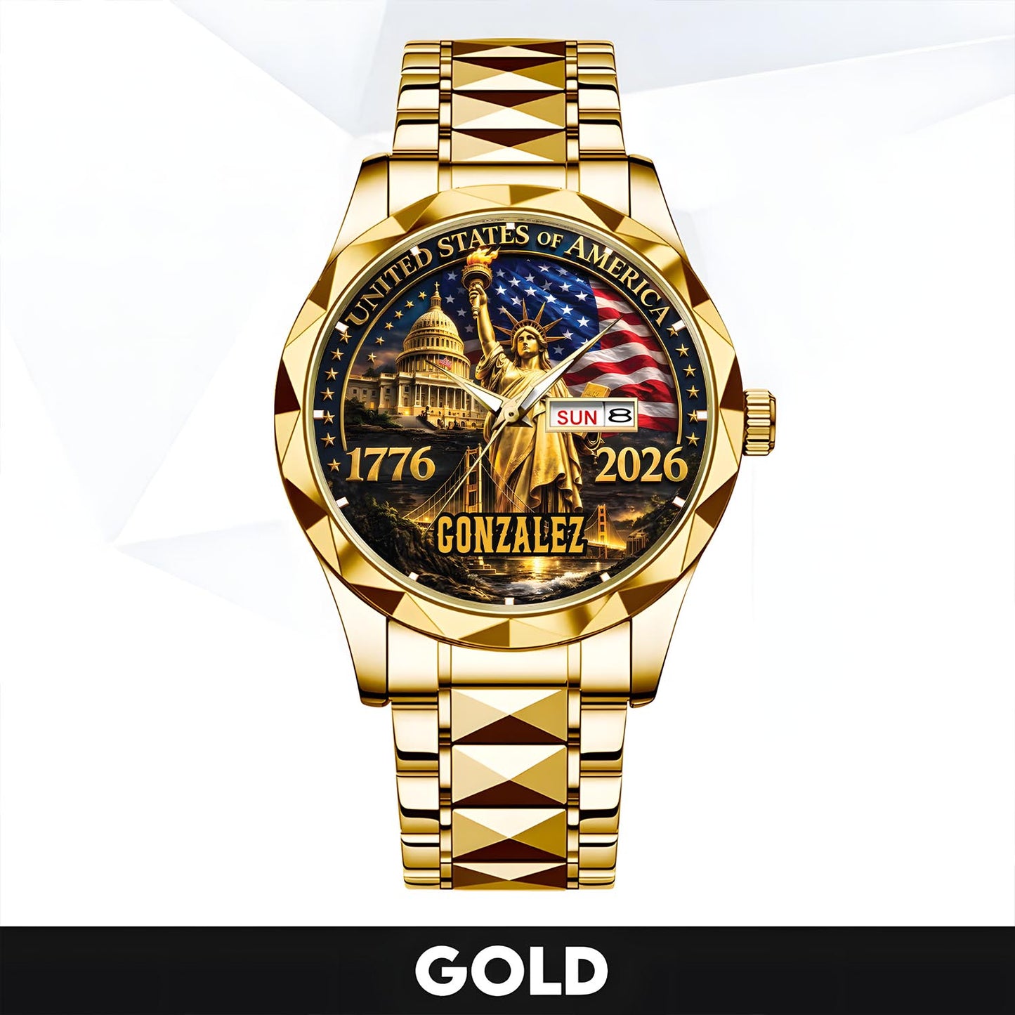 GONZALEZ - TC01WT004 - Liberty Statue & Flag Customized America 250th Anniversary Watch