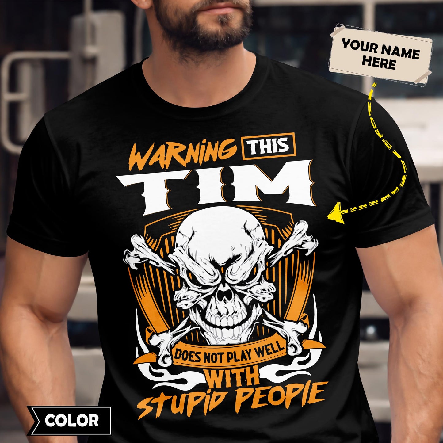 TIM - TC01TS003 - Warning This TIM Does Not Play Well With Stupid People - Personalized Shirt, Premium Gift for Anniversary