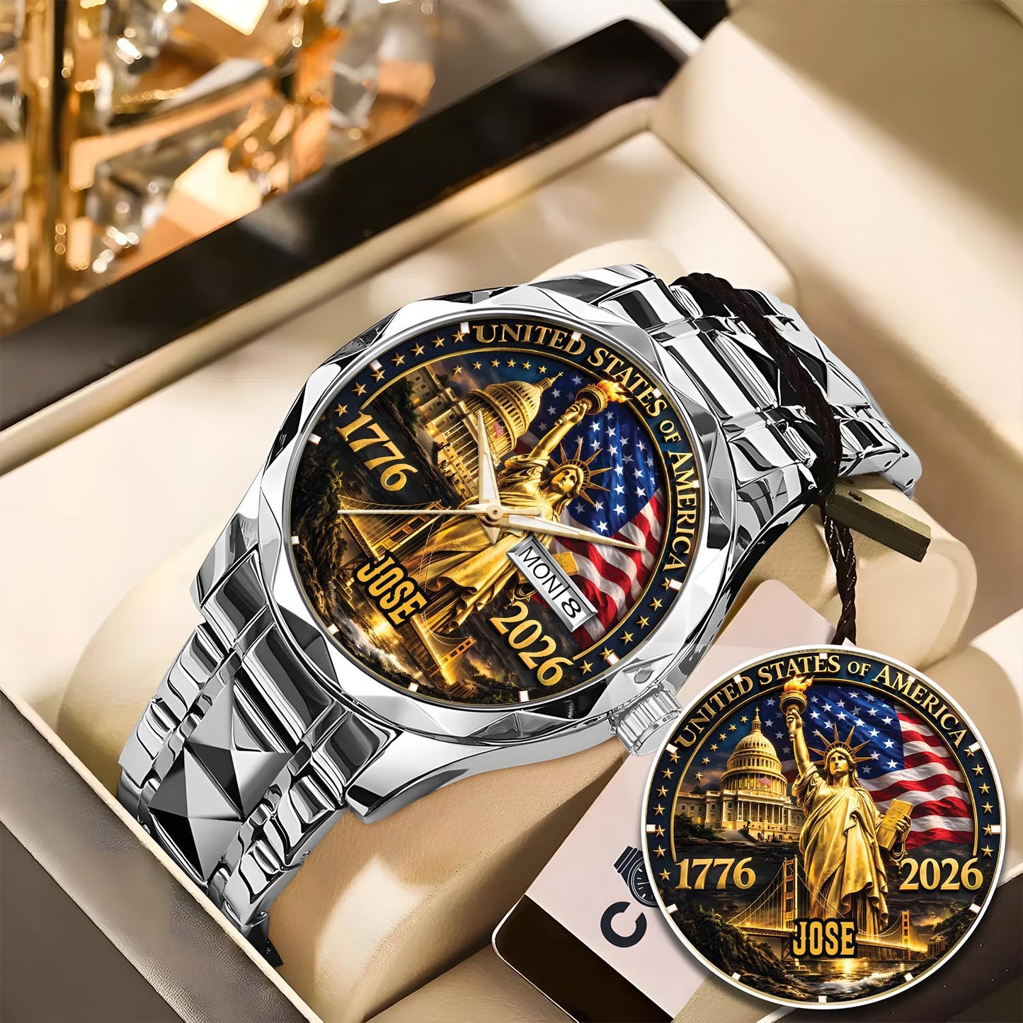JOSE - TC01WT004 - Liberty Statue & Flag Customized America 250th Anniversary Watch