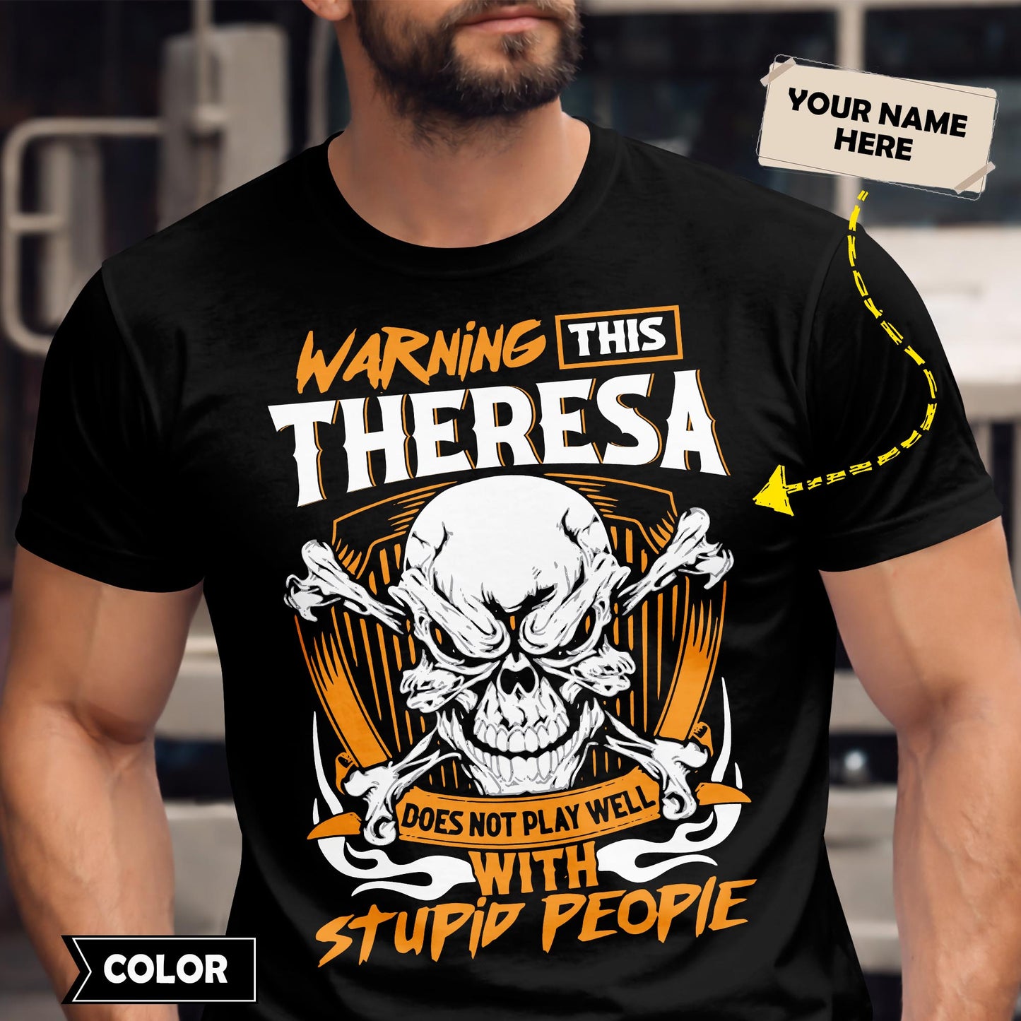 THERESA - TC01TS003 - Warning This THERESA Does Not Play Well With Stupid People - Personalized Shirt, Premium Gift for Anniversary