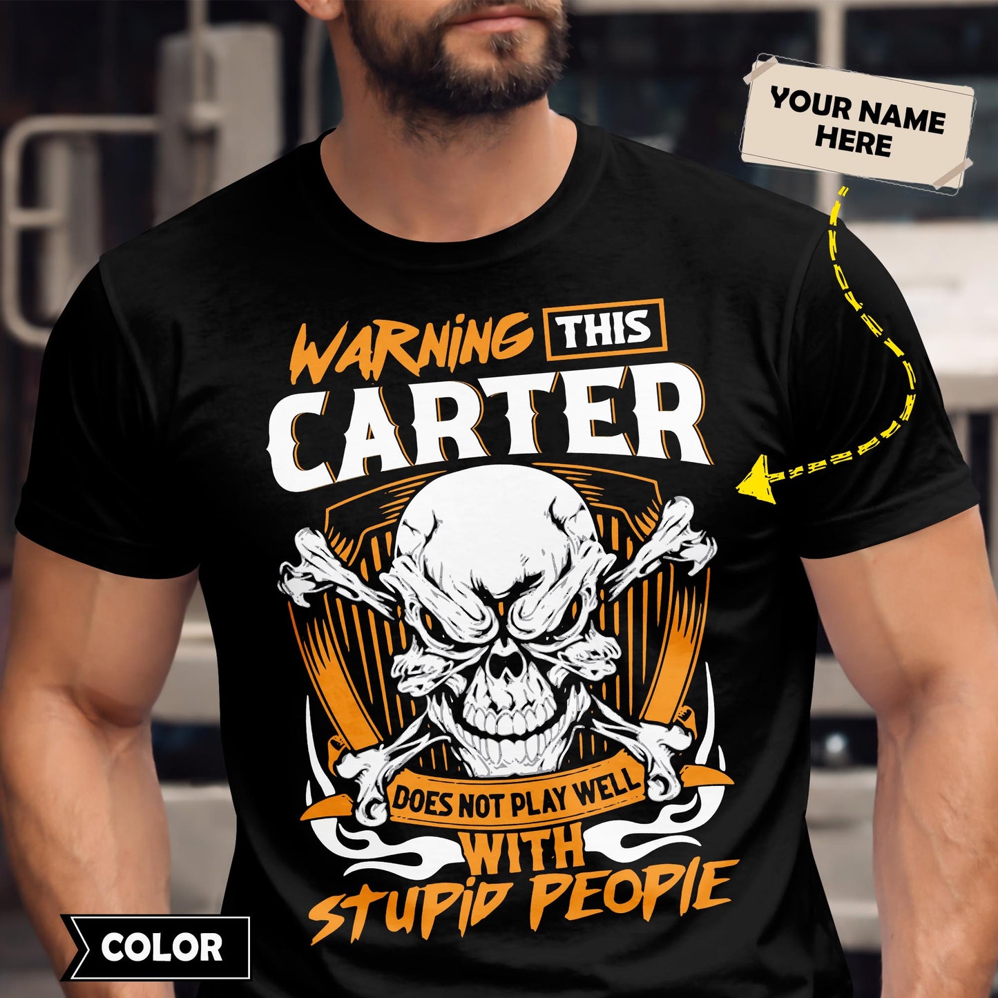 CARTER - TC01TS003 - Warning This CARTER Does Not Play Well With Stupid People - Personalized Shirt, Premium Gift for Anniversary